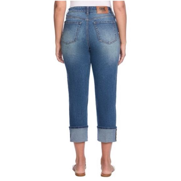 FRYE - NWT - L Sz 12 High Waist Straight-Leg Cropped Jeans in Amari Wash. - Picture 7 of 14